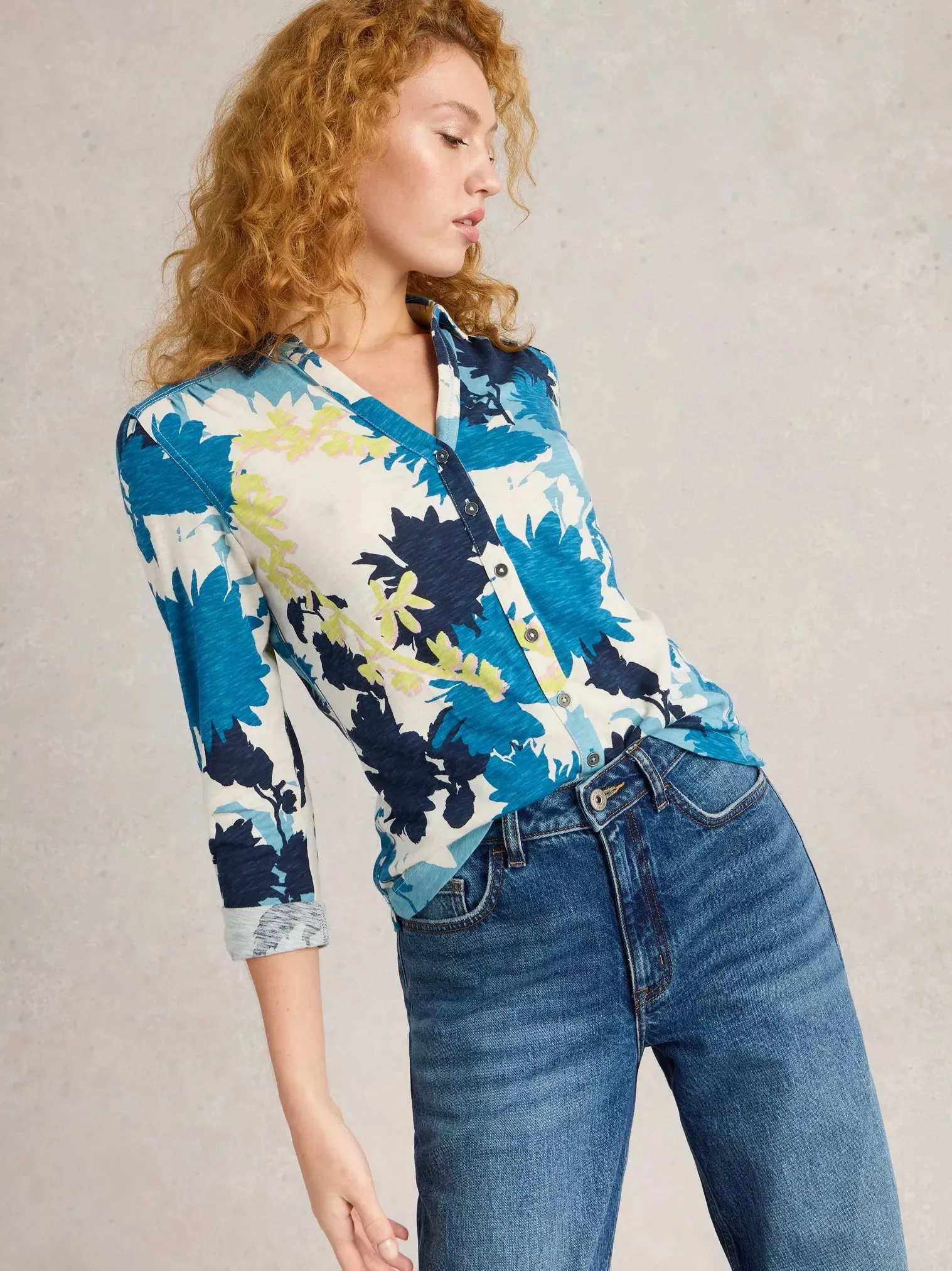 White Stuff Annie Mid-Sleeve Jersey Shirt