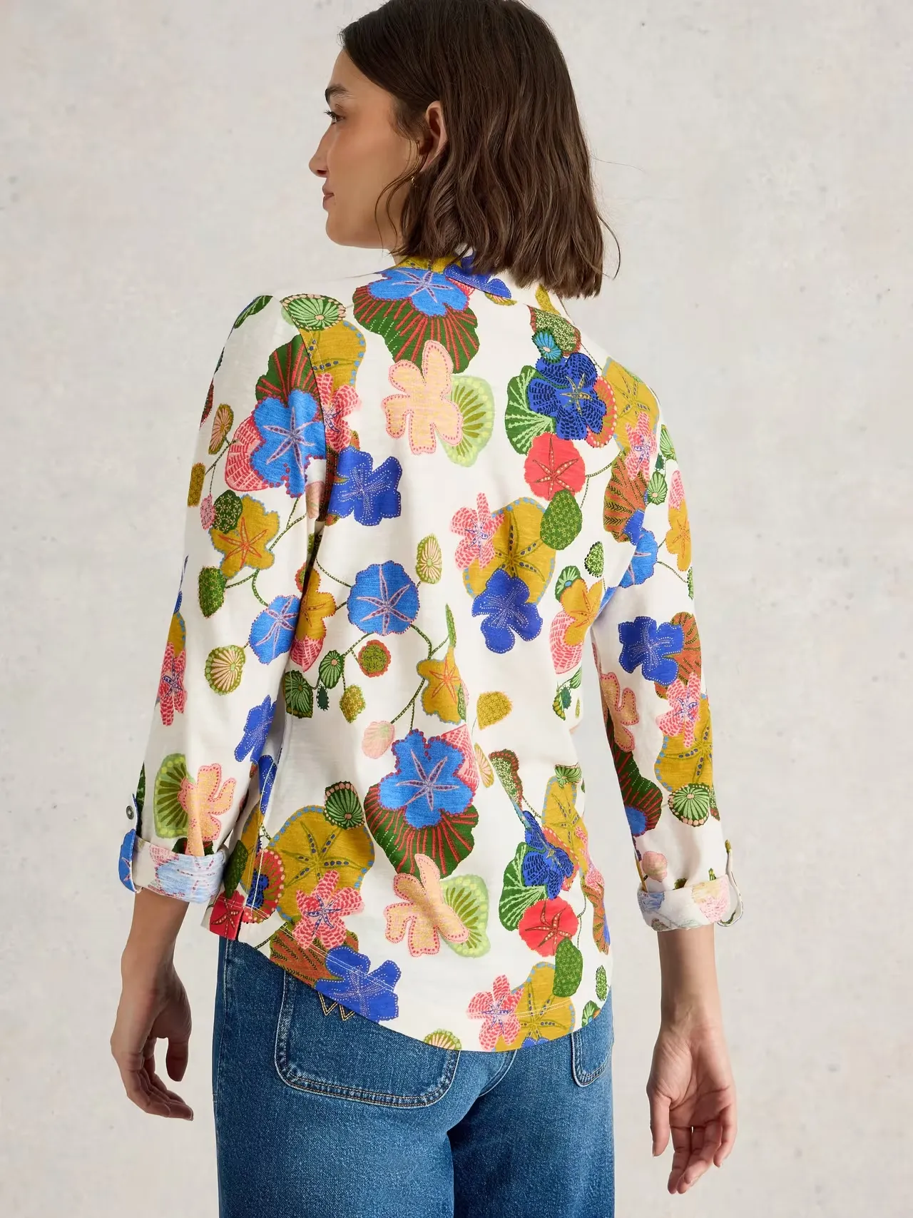 White Stuff Annie Mid-Sleeve Jersey Shirt