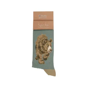 Wrendale In My Footsteps Bear Mens Socks